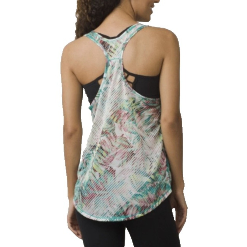 Prana Dragonfly Tank Top Womens XS Tilko Breezie Paradise Workout Tropical Palm